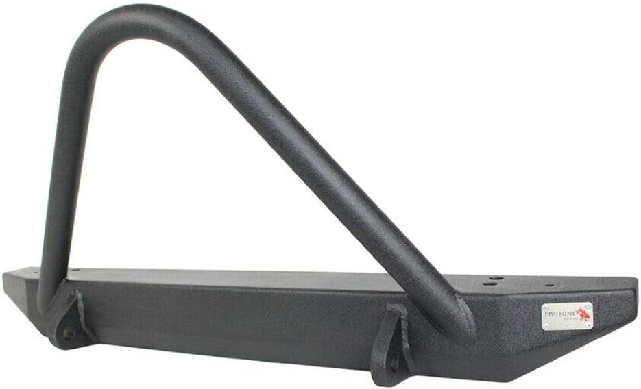 Fishbone Offroad Jeep TJ Front Bumper W/Stinger 97-06 Wrangler TJ Rubicon and Unlimited Steel Black Textured Powdercoat Piranha Series