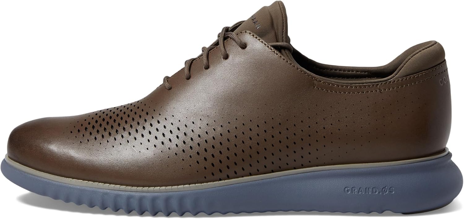 Cole Haan Men's 2.Zerogrand Laser Wing Tip Oxford Lined Loafer, Morel/Folkstone Gray, 12