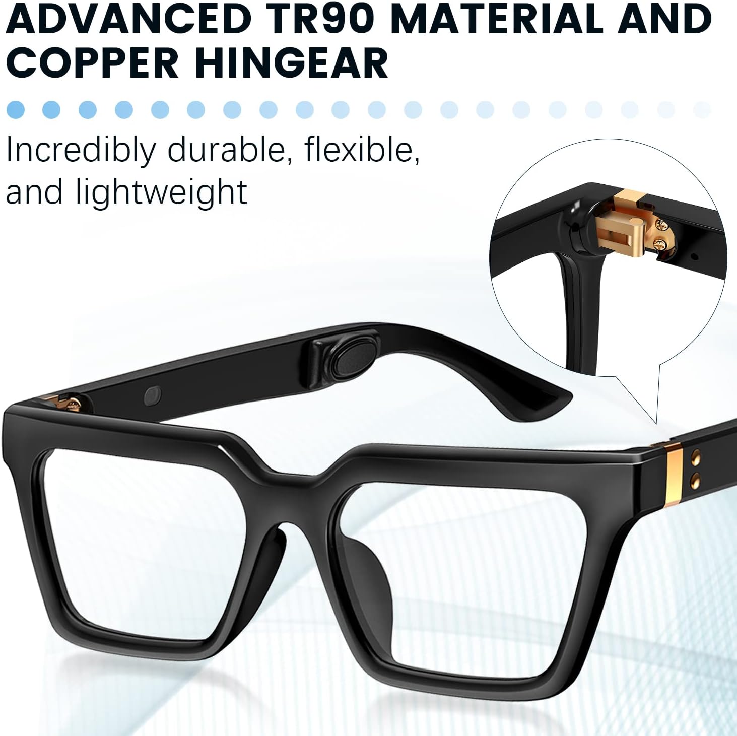 [2022 Version] Bone Conduction Glasses Headphones, Smart Glasses with Immersive Sound, Voice Assistant, Anti Blue Light and Photochromice Lenses, True Wireless Bluetooth Glasses for Men/Woman