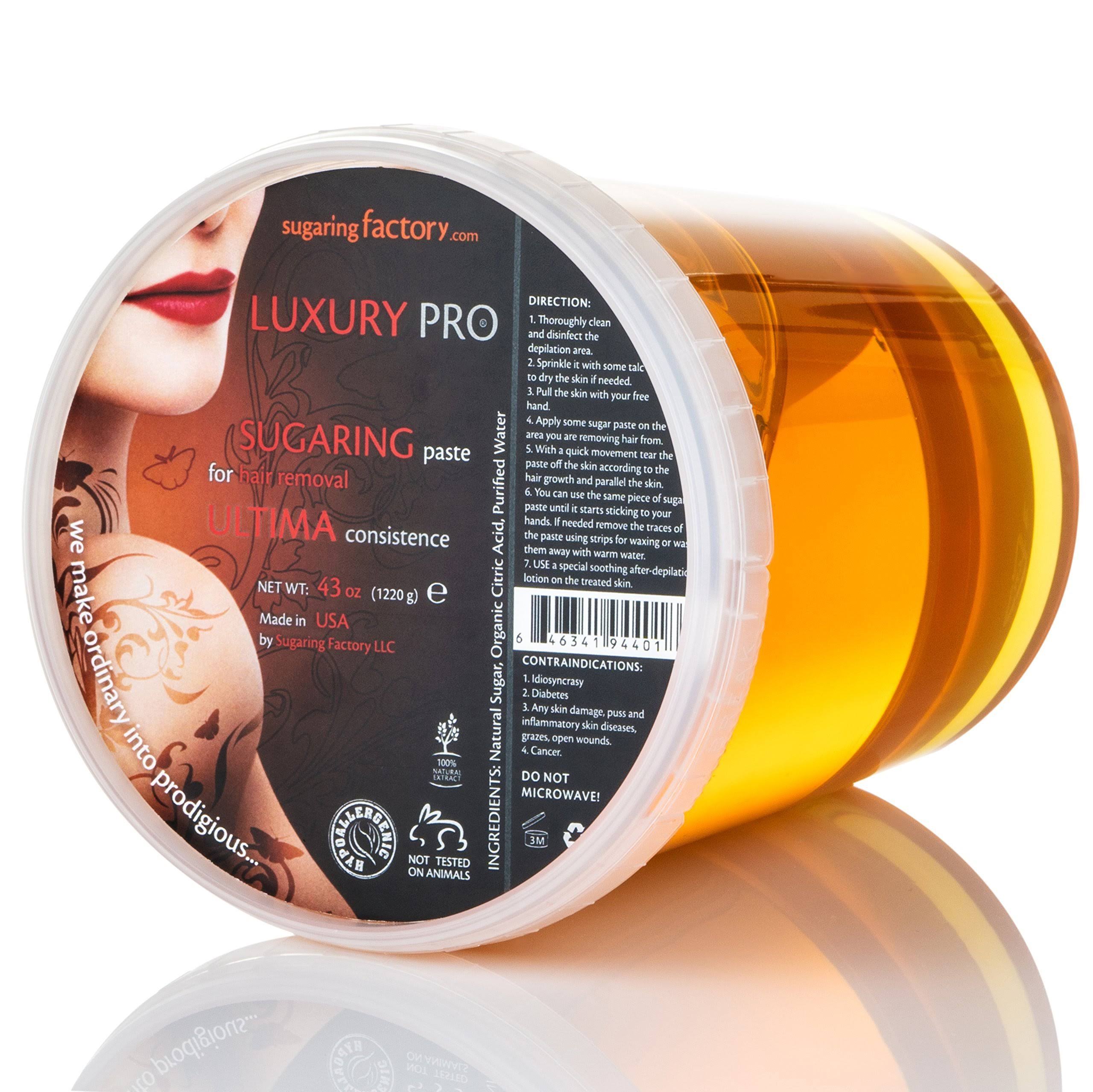 Sugaring Paste Luxury Pro – Organic Hair Removal - Hard Paste for Brazilian Bikini, Dark Hair, 43 oz / 2.6 lbs - Long-Lasting Su