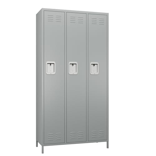 METAN Metal Storage Locker for School Office Gym Bedroom, 12 Doors Locker Cabinet for Employees, Industrial Steel Storage Locker with 12 Hooks, Assembly Required (12 Door-Light Gray)
