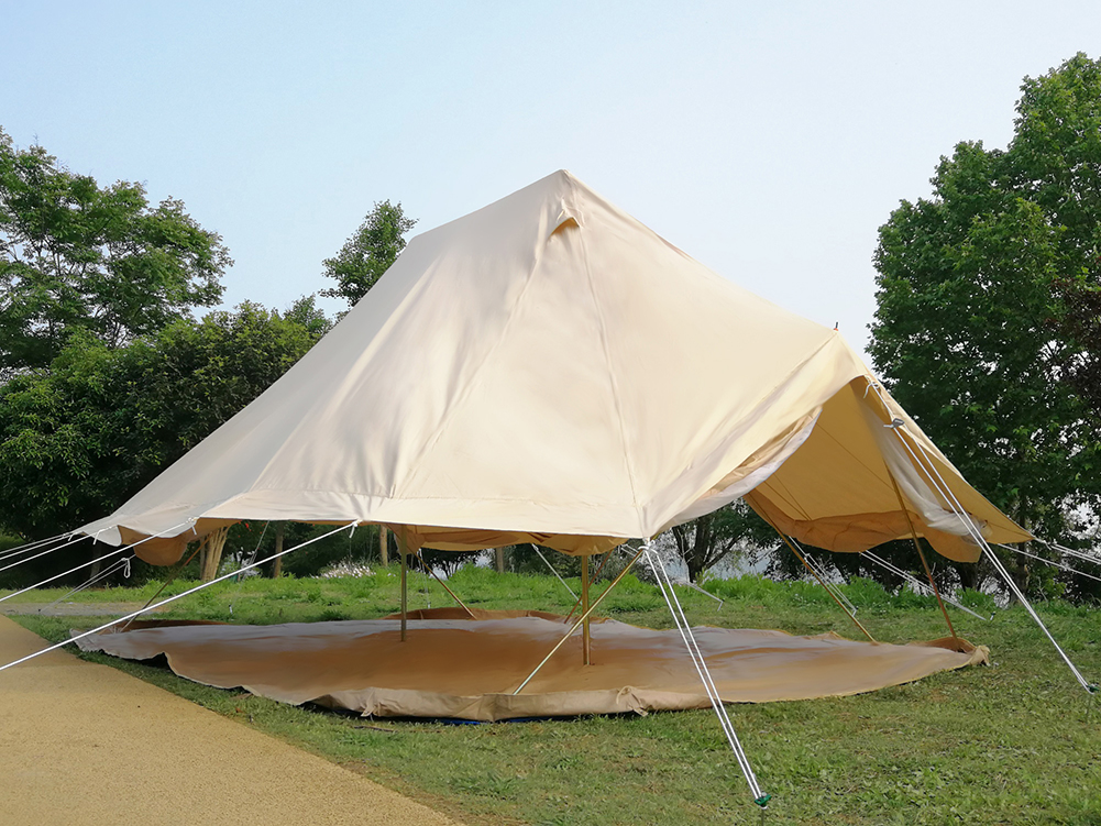 Latourreg Glamping Luxury Cotton Canvas 20ft x13ftx10ft Emperor Bell Tent Beige Canvas Yurt With Twin Pole For  8-12 Person