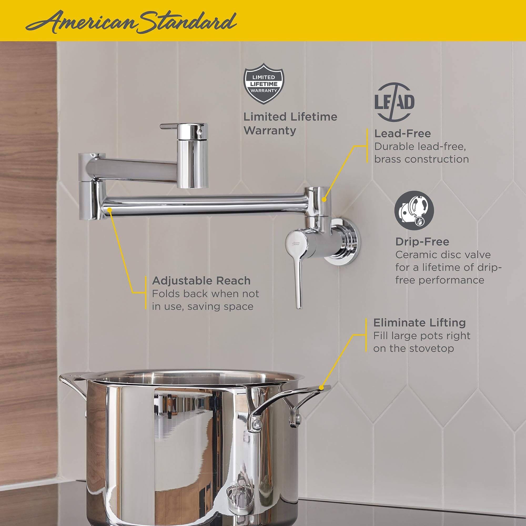 American Standard 4803900.075 Studio S Pot Filler, Stainless Steel