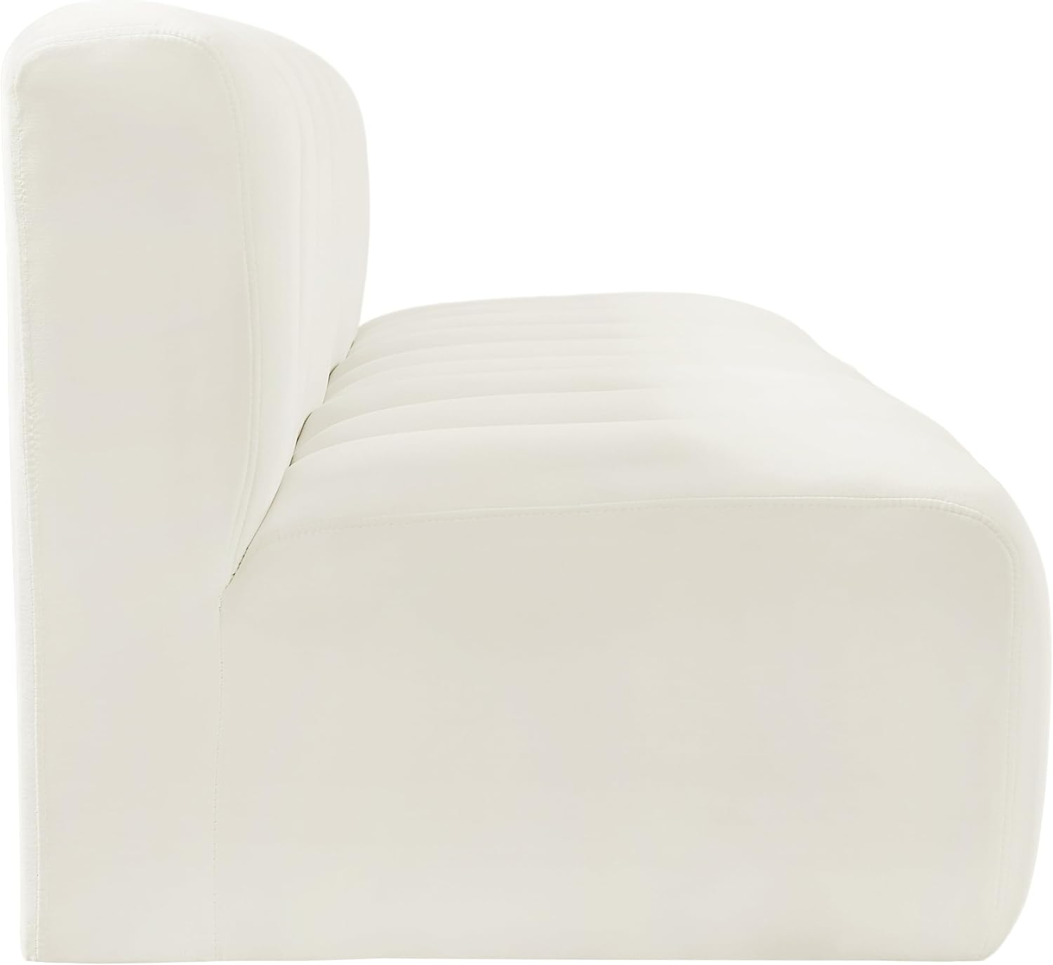 Meridian Furniture Arc Collection Modern | Contemporary Sofa with Soft Velvet, Deep Channel Tufting, Modular Design, 89.5 W x 31 D x 30 H, Cream