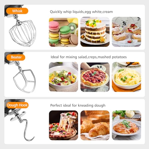 ZACME Stand Mixer Kitchen Standing Mixer with Stainless Steel Bowl,Tilt-Head Kitchen Food Mixers with Dough Hook, Mixing Beater, Whisk, Splash Guard