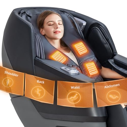 MassaMAX 2024 4D Massage Chair, Full Body Shiatsu Recliner with Electric Extendable Footrest, Zero Gravity, SL Track, Deep Yoga Stretch, Foot Rollers, and Heating (Magic Black)