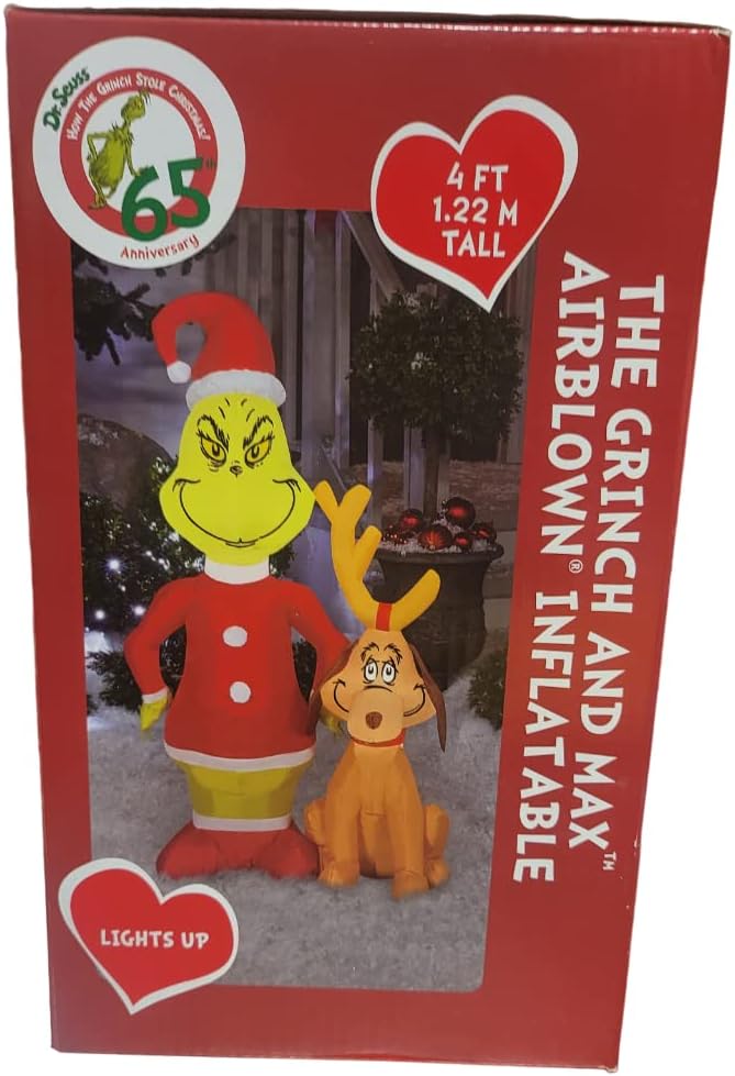 Holiday Accents Gemmy 4ft Tall Christmas Inflatable Grinch with His Dog Max Indoor/Outdoor Decoration 110429