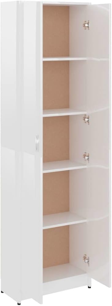 Hallway Wardrobe High Gloss White 55x25x189 cm Engineered Wood with Overall Dimensions: 55 x 25 x 189 cm (W x D x H)
