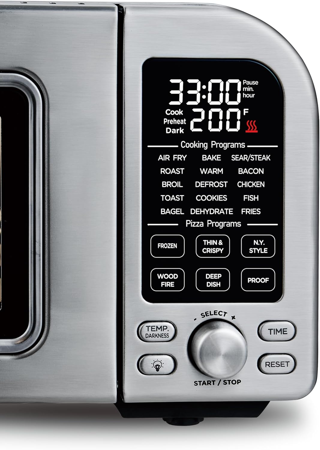 Salton Pizzadesso Professional Pizza Oven, Ultra High Heat Temperature Woodfired Electric Air Fry Toaster Oven with Six Pizzeria Settings for NY Style, Chicago Deep Dish, Proofing (TO2122SS)