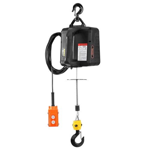 VEVOR Electric Hoist, 440 lbs Lifting Capacity, 480W 110V Electric Steel Wire Winch with Wireless Remote Control, 40ft Single Cable Lifting Height & Pure Copper Motor, for Garage Warehouse Factory