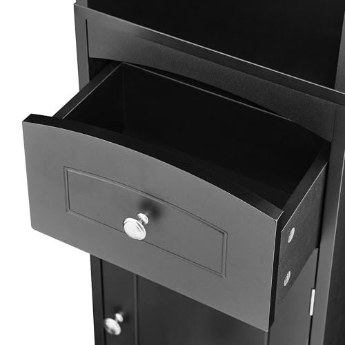 Tall Bathroom Cabinet,Narrow Storage Cabinet,Wooden Bathroom Cupboard with Door and Adjustable Shelf,Three Tier Shelves,Tall Slim Cabinet,Free Standing Linen Tower (Grey)