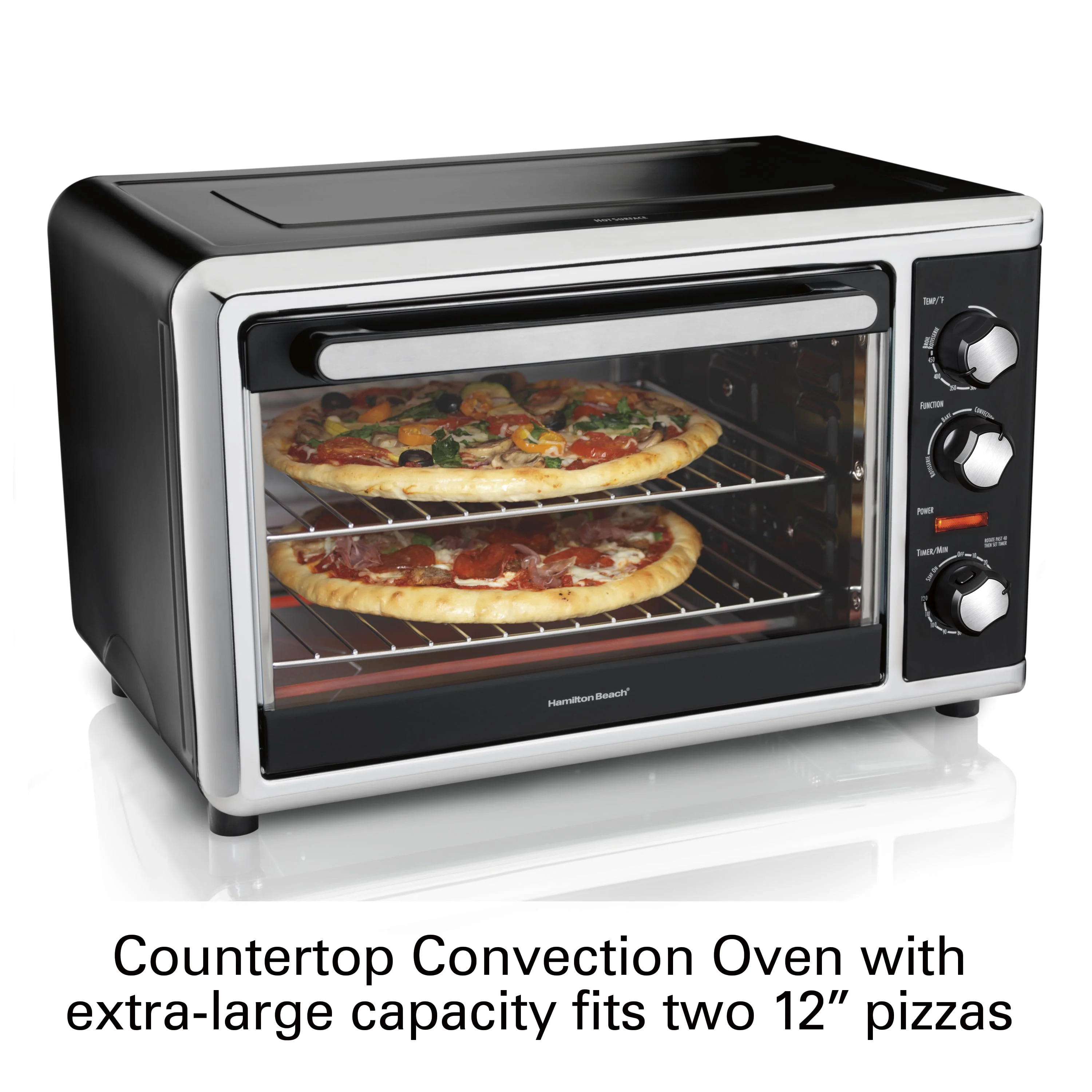 Hamilton Beach Countertop Oven with Convection and Rotisserie, Baking, Broil, Extra Large Capacity, Silver, 31105
