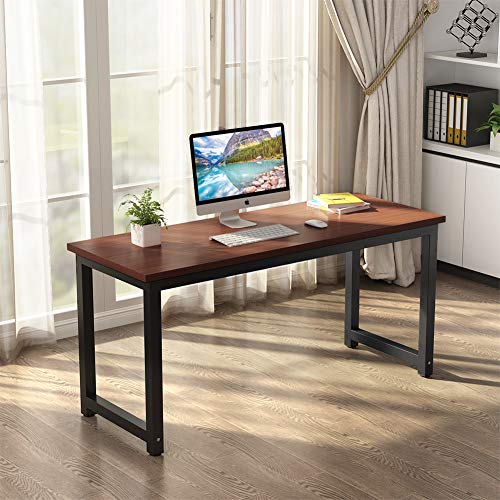 Tribesigns Modern Computer Desk, 63 x 31.5 inch Large Executive Office Desk Computer Table Study Writing Desk Workstation for Home Office, Spliced Desktop, White