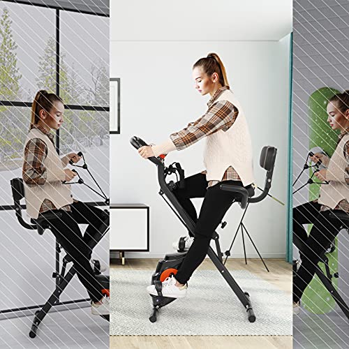 Recumbent Indoor Bike Trainer Portable Exercise Bike with Adjustable Magnetic Resistance, Sturdy and Ultra-Quiet Cycling Machine for Adults and Seniors