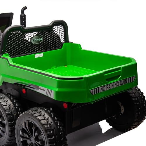 24V 2 Seater 6 Wheels XXL Ride On Car for Kids, Ride On 4WD UTV with EVA Tires, Bluetooth, Remote Control, Ride On Car with Dump Bed, 5-Point Safety Harness, Ride On Toys for Boys Girls (Green)