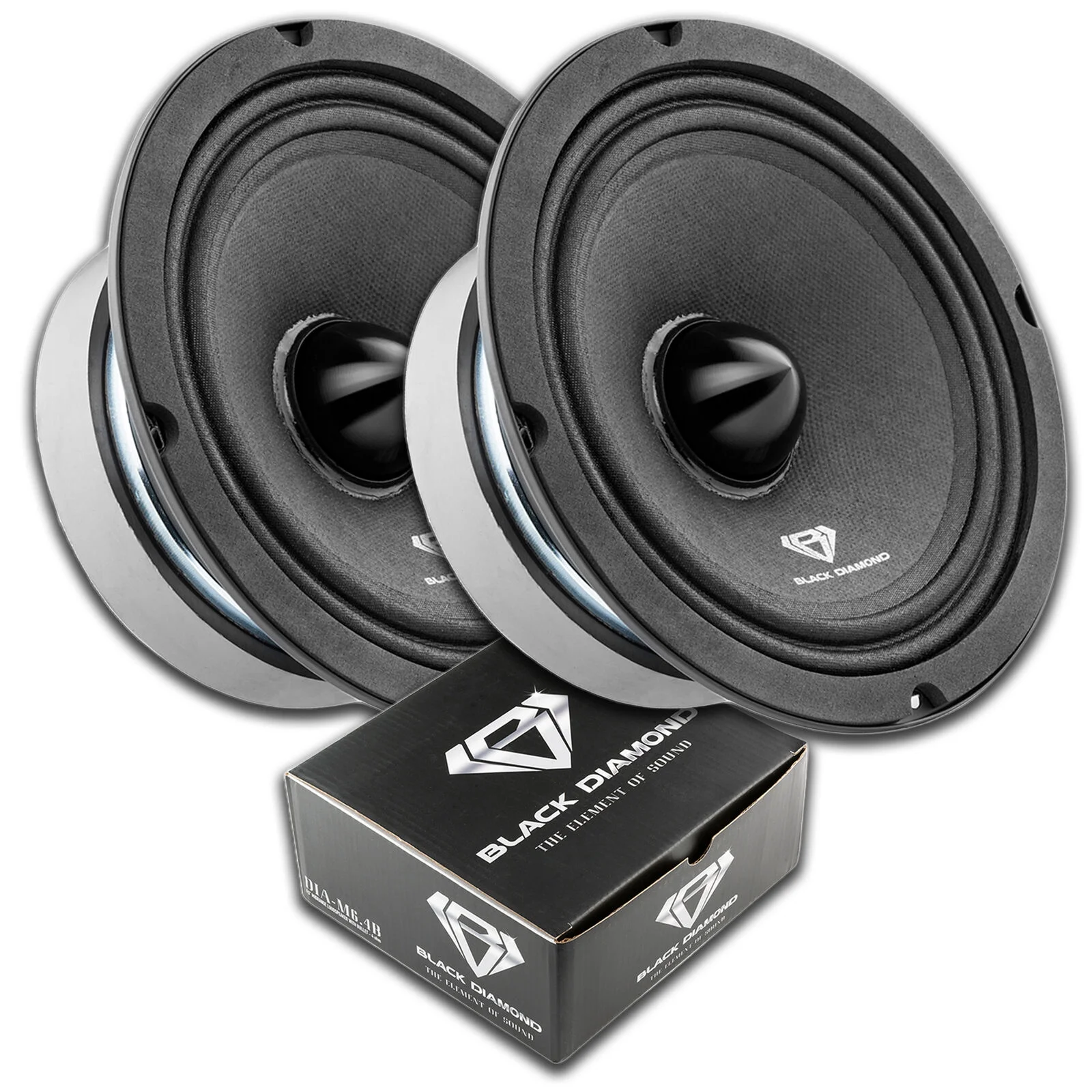 2 x Black Diamond Car Audio 6.5" 1000 W 4-Ohm Mid-Range Bullet Speaker DIA-M6.4B