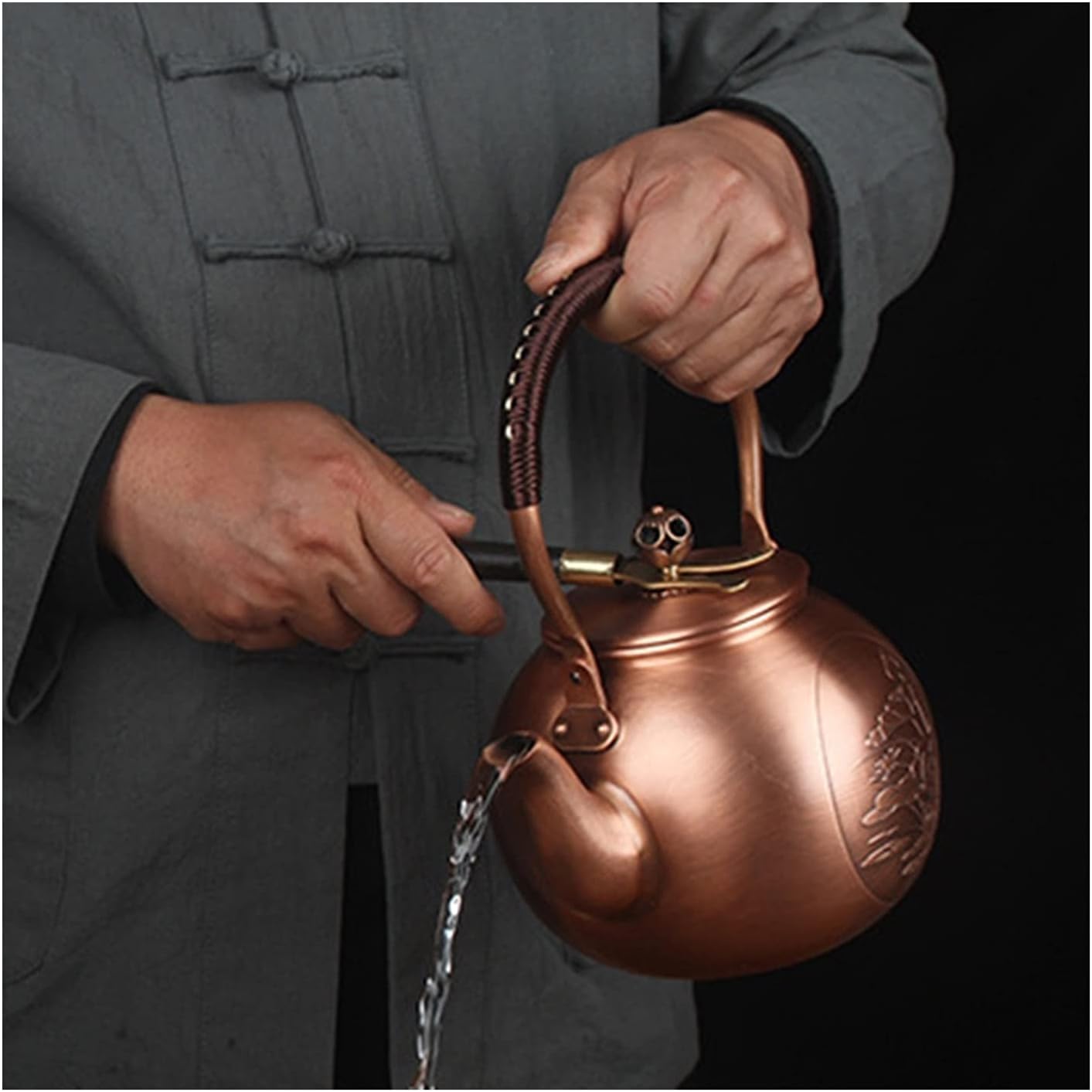 Teapot 1600ML Antique Pure Copper Tea Kettle Teapot Health Boiling Water Pot Handmade Carved Tea Pot Red Copper Tea Set Tea Maker (Color : Style-14) (2)