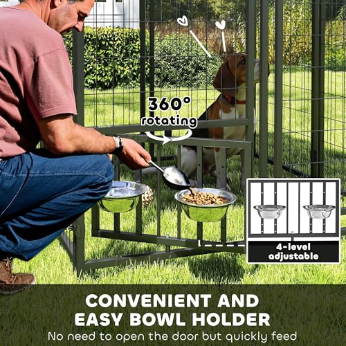 PawHut 4.6' x 4.6' x 5' Dog Kennel Outside, Welded Wire Outdoor Dog Kennel Run with Waterproof & UV Resistant Cover, for S&M Breeds, Chickens, Ducks, Black