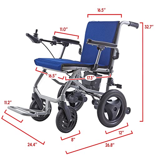 Rubicon DX04 - World Lightest (only 30lbs) Foldable Electric Wheelchair - Travel Size with Detachable Battery - Airline Approved - User Friendly - 10 mi Cruise Range (Model4)