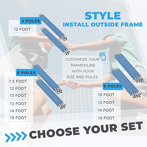 Trampoline Safety Net Enclosure Replacement Set | Net, Poles and Hardware - Universal Net Fits Most Trampoline Brands