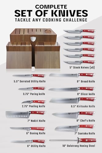 DALSTRONG Knife Set Block - Gladiator Series Elite - German HC Steel - Wood Stand - NSF Certified