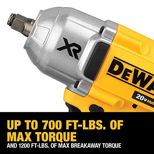 DEWALT 20V MAX XR Impact Wrench, Cordless, 1/2Inch, 700-lbs of Torque, 2,400 IPM, Bare Tool Only (DCF899HB)