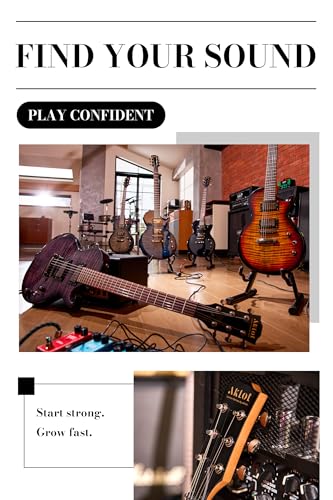 AKLOT Muti-Tone Electric Guitar with Coil-Split: Roasted Maple Neck, Flame Maple Graphic Top, Dual Humbuckers Pickups, Beginner Guitar Kit with Gig Bag, Lesson Book, Strap, Picks, Violet Venom