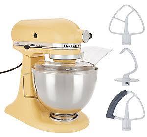 KitchenAid 4.5-qt 300W Tilt-Head Stand Mixer with Flex Edge ,Majestic Yellow