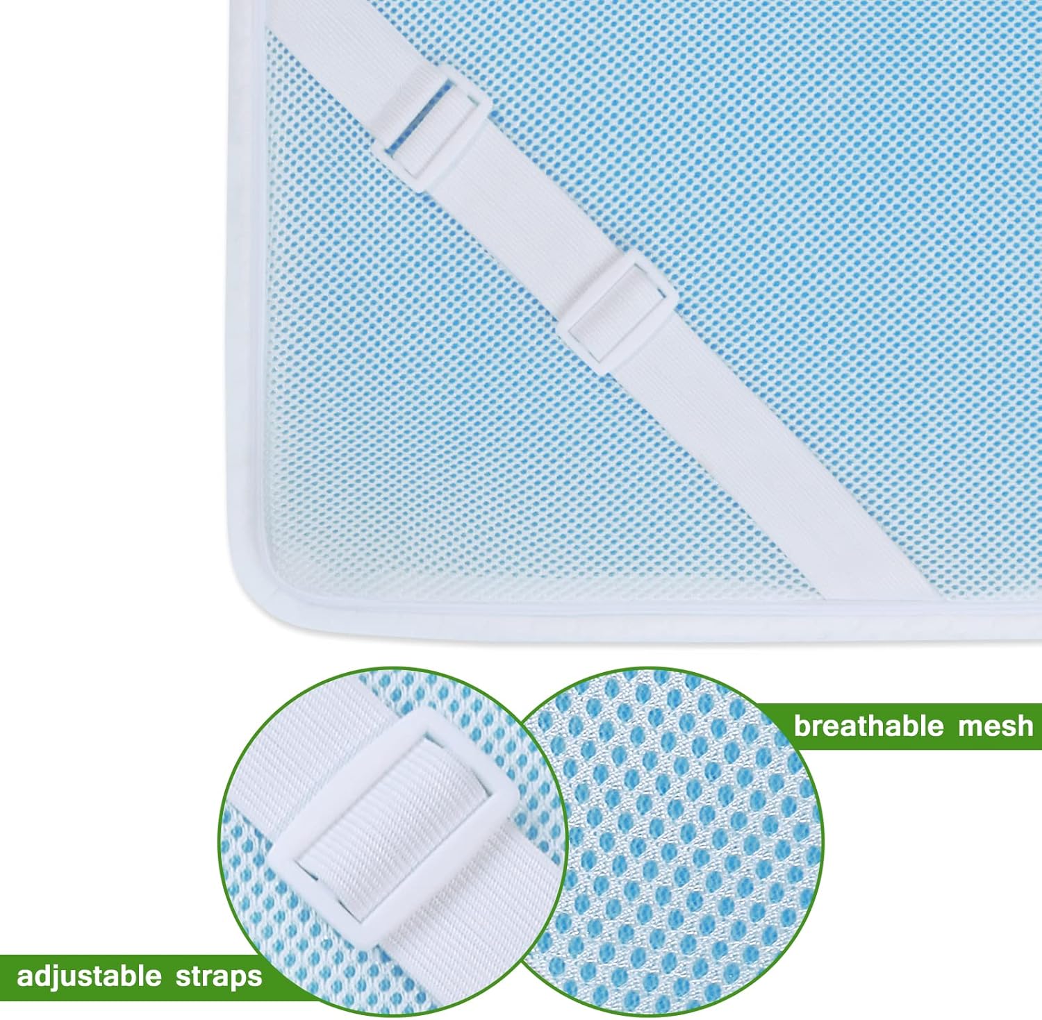 Mattress Topper Cover Queen Size (Only Cover) 3 Inch Mattress Protector Bamboo Rayon Zippered Mattress Encasement with Adjustable Straps Memory Foam Mattress Topper Cover