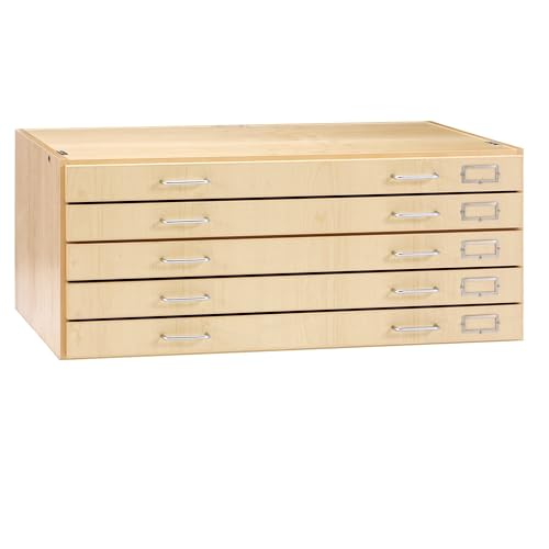 Diversified Spaces School Classroom Large Format File Cabinet, Counter Top Design, 40.5" W x 27" D x 17" H, Maple Construction, Five Drawers, Stackable, Chemical Resistant Finish, Made in USA