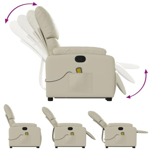 Electric Massaging Chairs Stand up Massage Recliner Chair Cream Faux Leather,Power Lift Massage Recliner with Manual Reclining Function for Elderly Furniture for Living Room