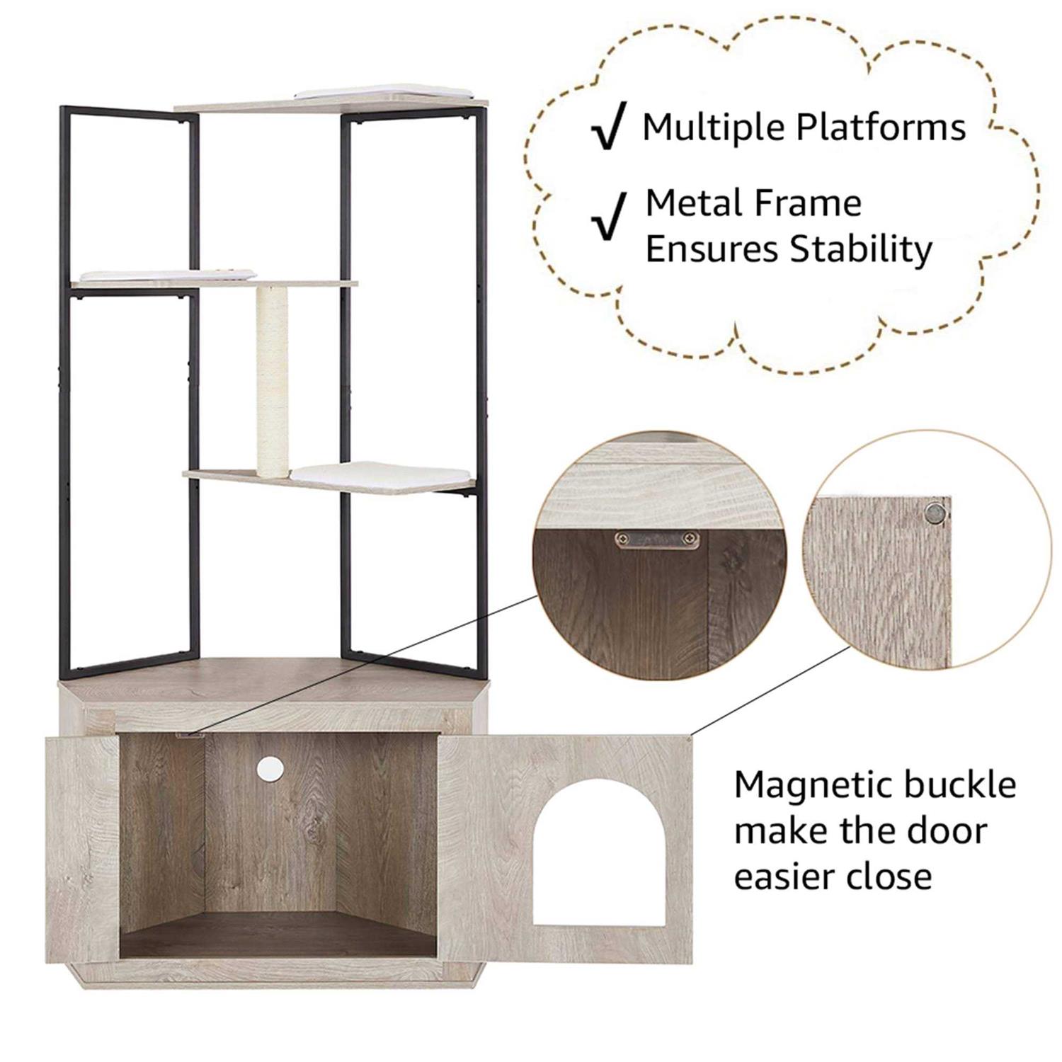 UniPaws Corner Box Enclosure with Cat Tree Tower Cat Litter - Pet Supplies online store