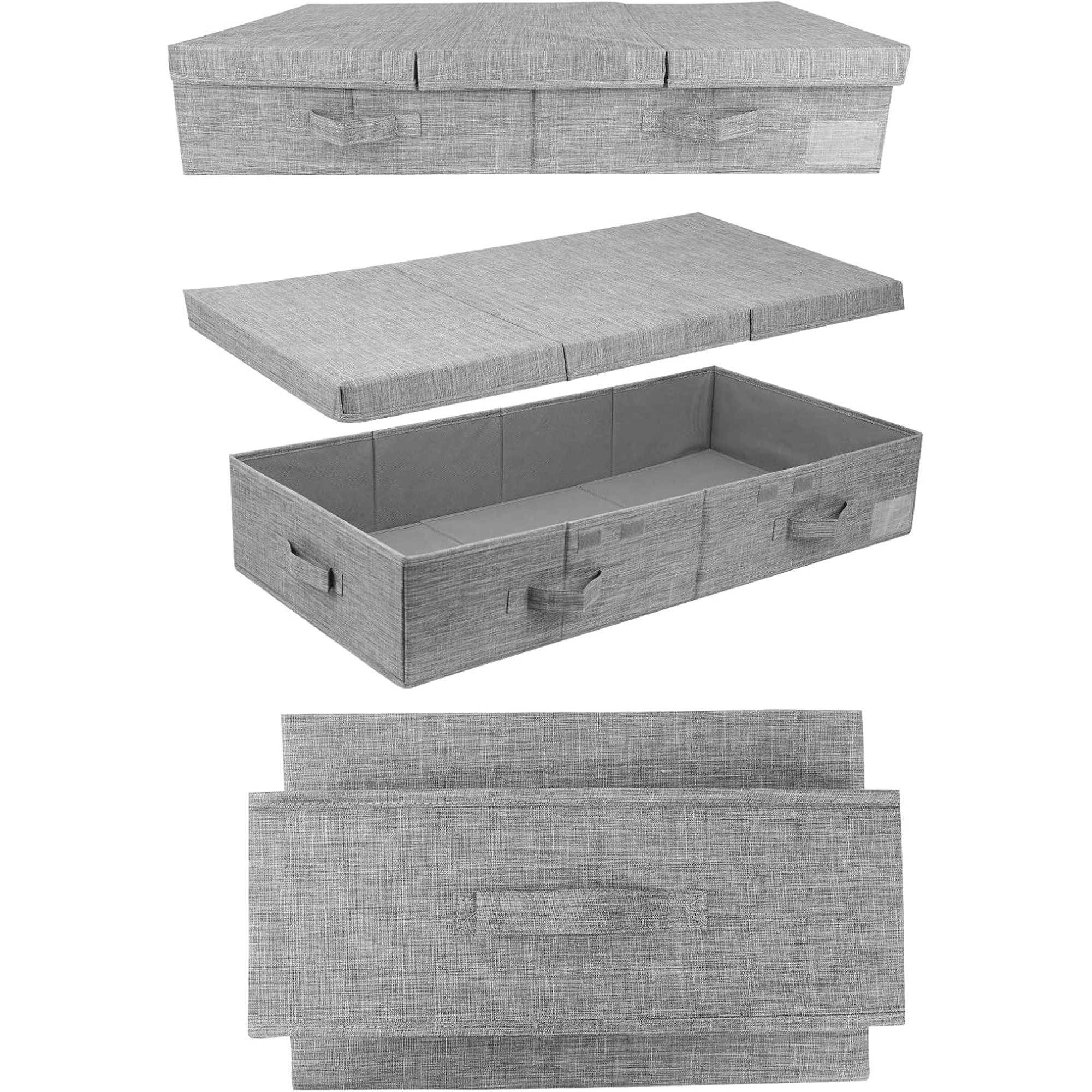 Hltser HCOCM   Underbed Storage Container Bins with Lids  Under Bed Storage Organizer with Sturdy Handles Sidewalls Bottom  Foldable Clothes Bag () Large  Grey