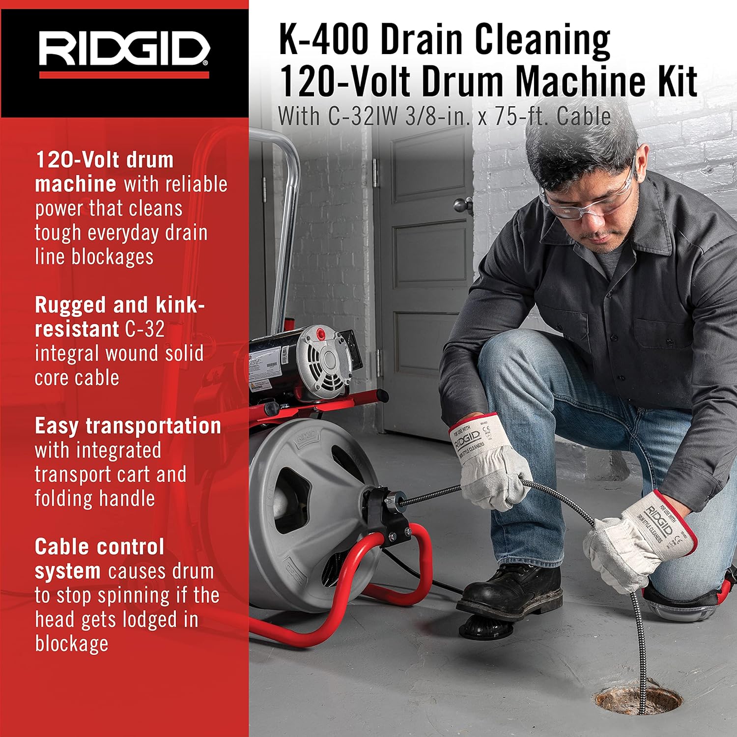RIDGID 52363 K-400 Drain Cleaner, Grey