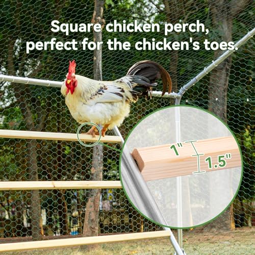 PETSFIT Chicken Coop Run with Anti-Rust Durable Steel, Large Walk-in Poultry Cage Chicken Runs for Yard with Cover, Chicken Pen for Outdoor Farm Use, Duck House(118"x158"x76.8")