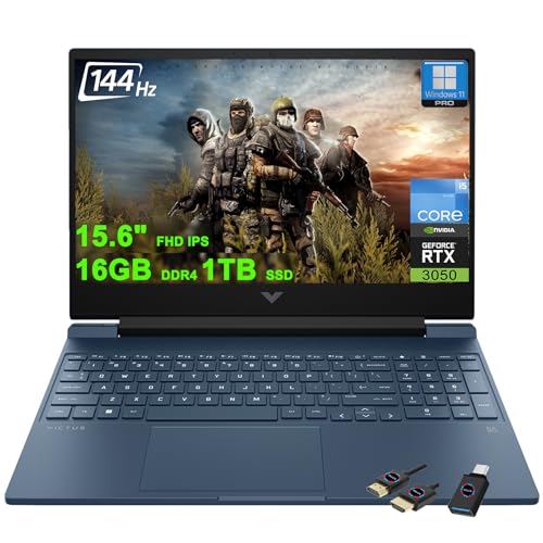 HP Victus 15 Gaming Laptop | 15.6" FHD IPS Anti-Glare 144Hz | Intel 8-core i5-12450H (>i7-11800H) | 16GB DDR4 1TB SSD | GeForce RTX 3050 | Backlit B&O Fast Charging Win11Pro w/DLCA Accessory