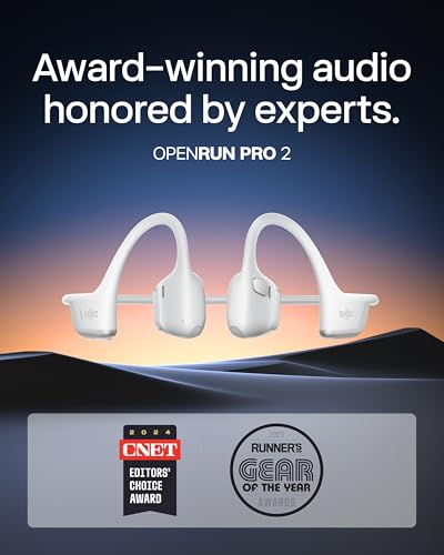 SHOKZ New OpenRun Pro 2 - Open-Ear, Bone Conduction Sport Headphones - with Reflective Strip - Sweat Resistant, Workout Headphones - Secure, Wireless, Comfortable Fit-Deep Bass and Smart Mic App