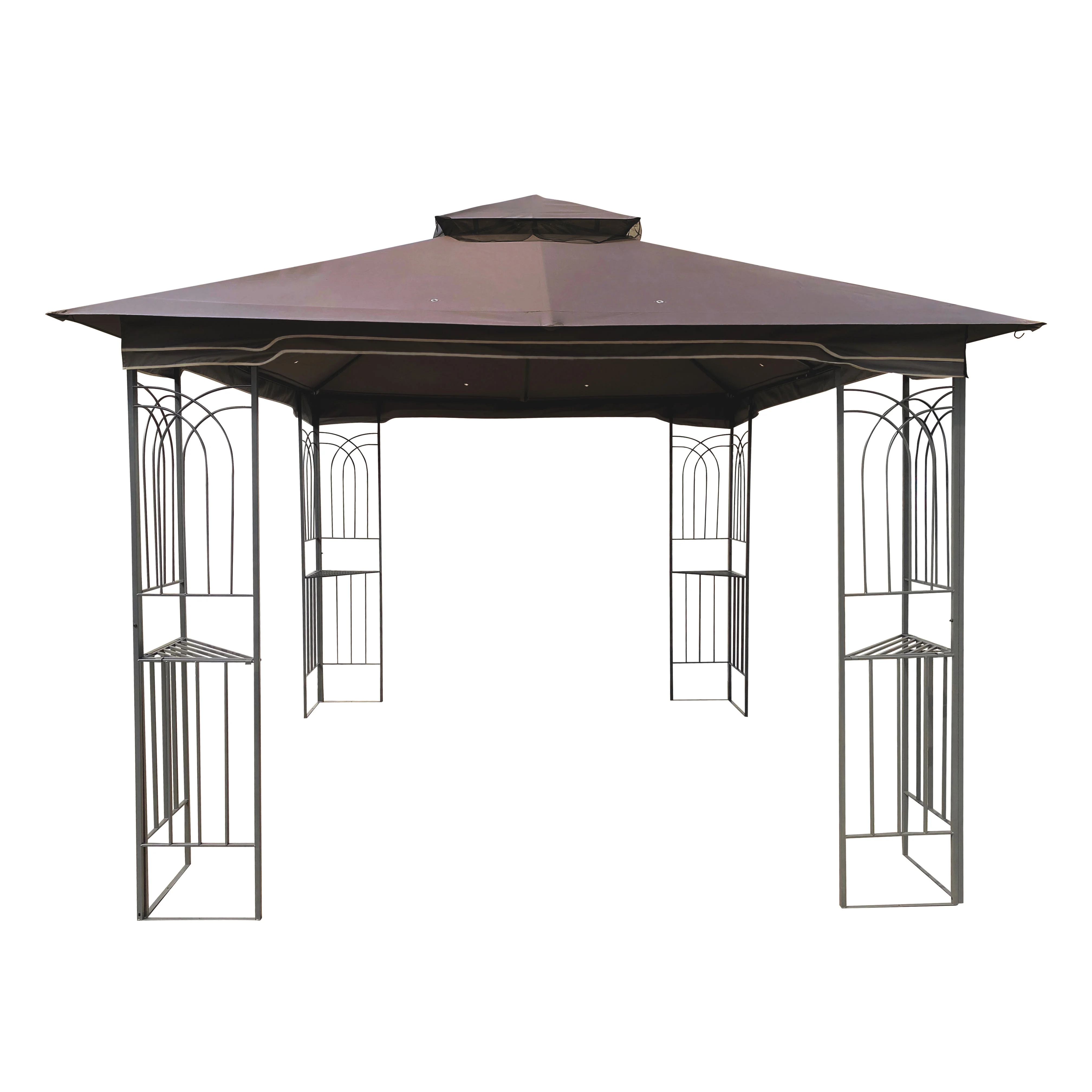 Dcenta 10x10 Outdoor Patio Gazebo Canopy Tent With Ventilated Double Roof And Mosquito net(Detachable Mesh Screen On All Sides),Suitable for Lawn, Garden, Backyard and Deck,Brown