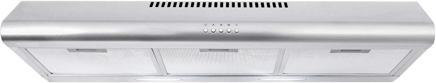Cosmo COS-5MU36 36 in. Under Cabinet Range Hood Ductless Convertible Duct, Slim Kitchen Stove Vent with 3 Speed Exhaust Fan, Reusable Filter and LED Lights in Stainless Steel, 36 inch