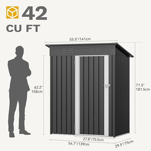 DWVO 10x8 FT Outdoor Storage Shed - Spacious Garden Tool Shed with Lockable Door - Durable Metal Yard Shed for Garden, Patio, and Backyard (Dark Gray)
