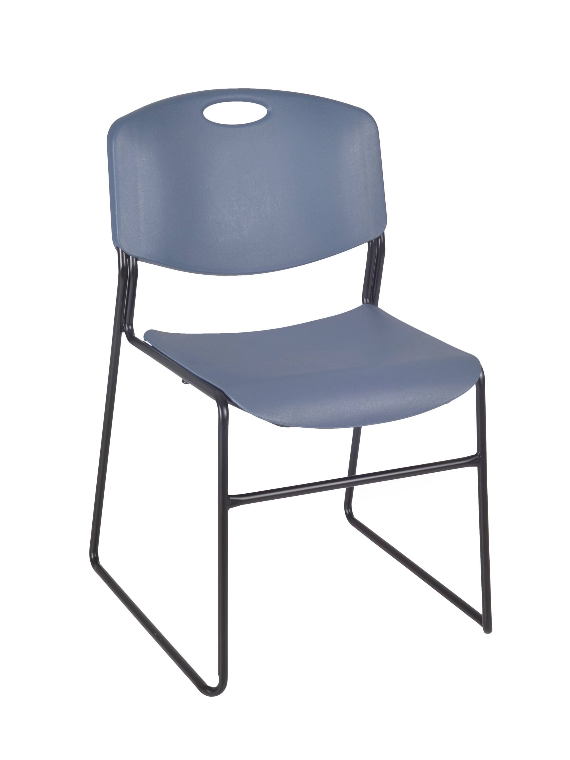 Regency Kee 42x22 Round Breakroom Table- Beige/ Chrome u0026 4 Zeng Stack Chairs- Blue