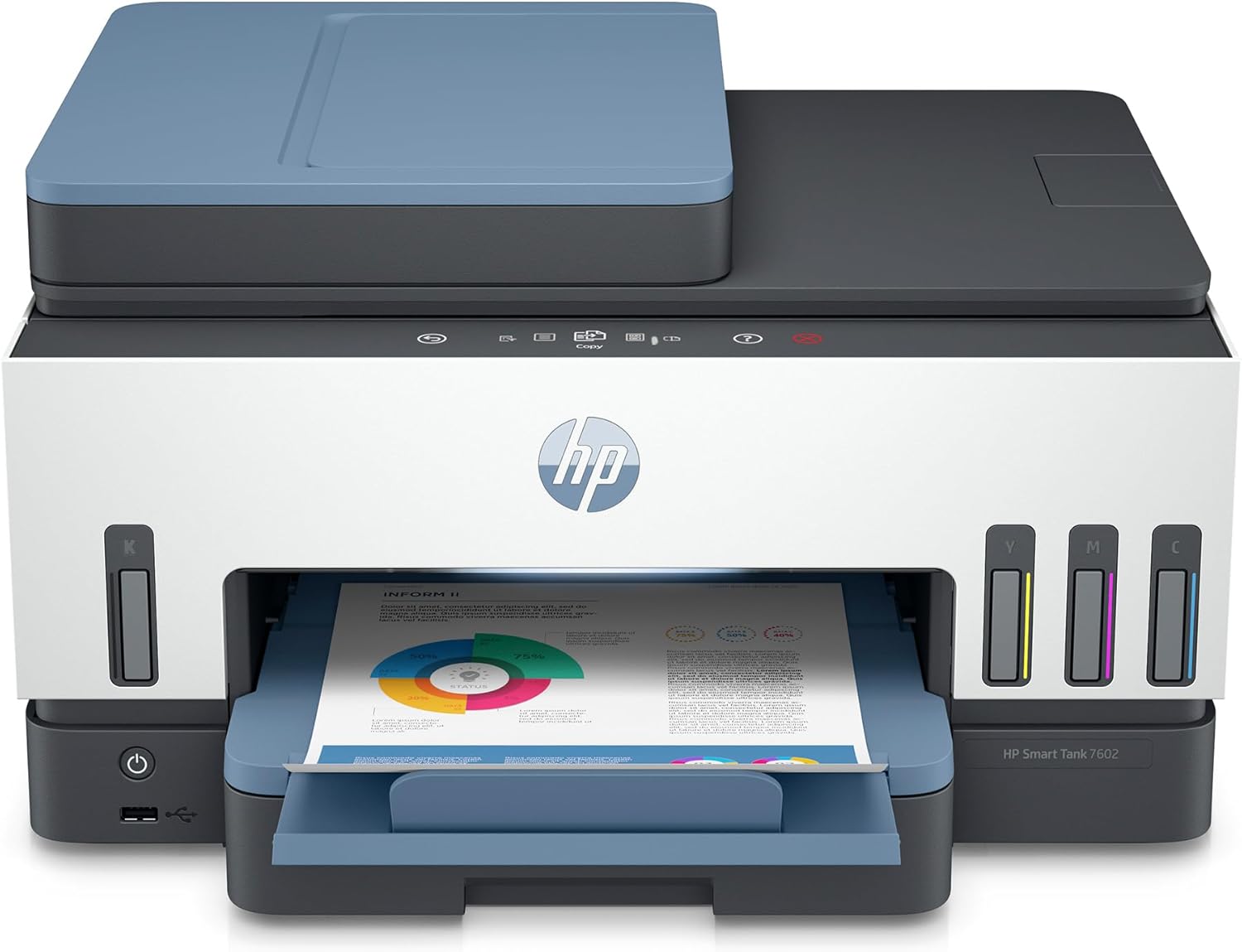 HP Smart Tank 7602 Wireless All-in-One Ink Tank Printer with 2 years of ink included,Print, scan, copy, fax, Best-for-home, Refillable ink tank (28B98A)