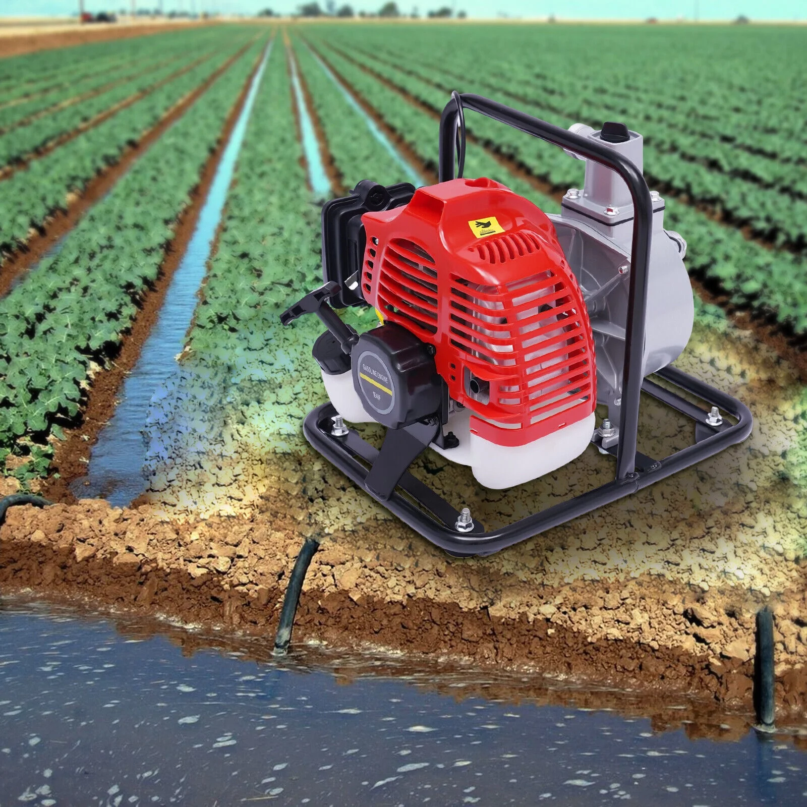 Oukaning Portable 43CC Gas Powered Water Pump Flood Irrigation 2.0 HP Water Transfer Pump