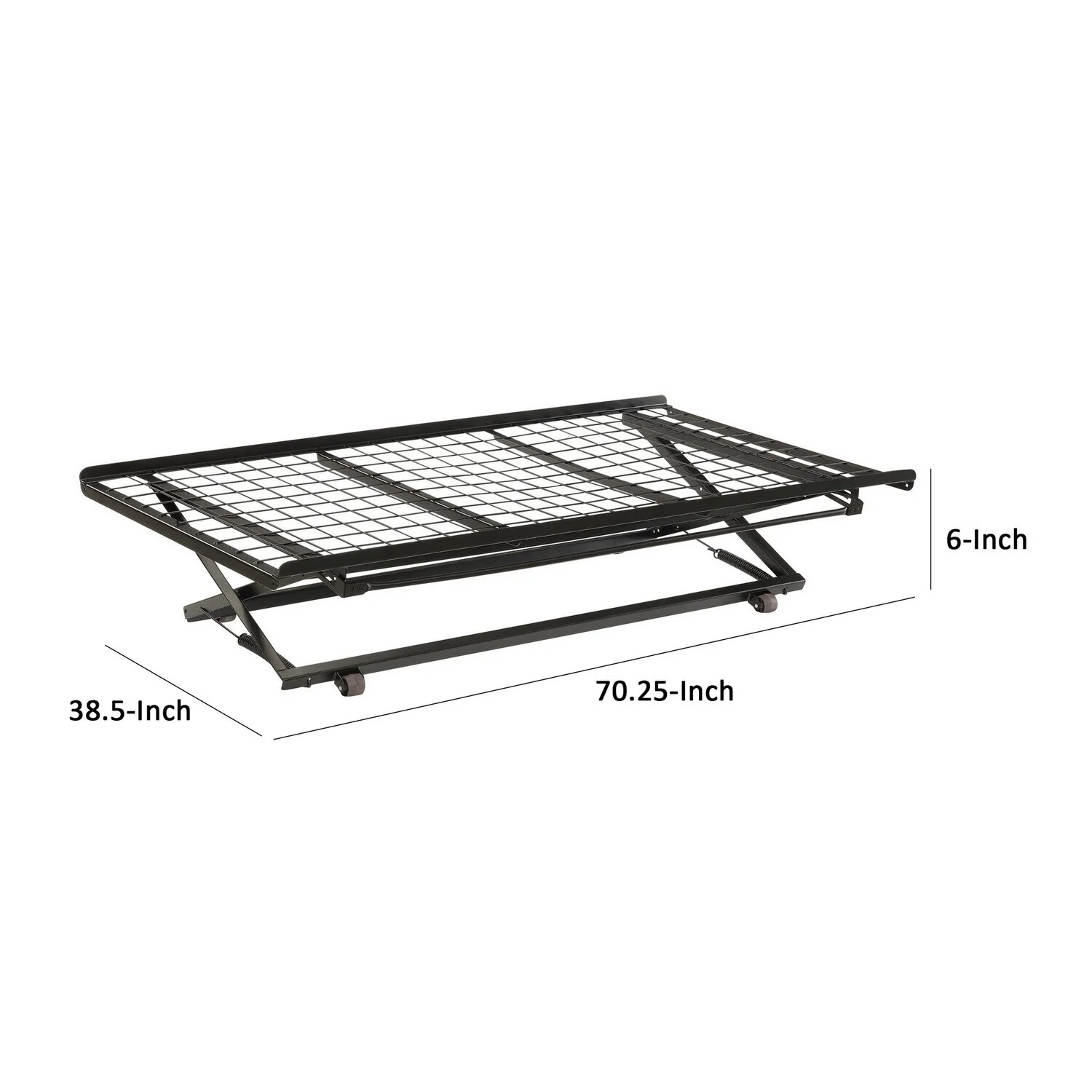 Maykoosh African Adventure Pop Up Trundle Bed, Rolling Wheels, Easily Adjustable Height, Black Finish