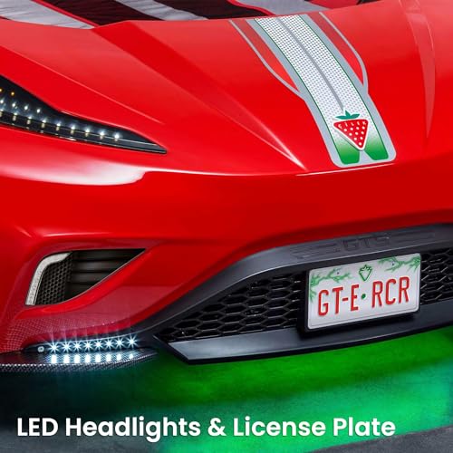GTS EV Twin Race Car Bed, Remote Control, LED Lights, EV Sound FX, Vegan Leather Interior, License Plate, White