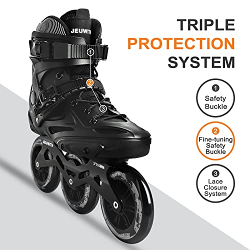 Inline Skates, 3 Wheels 110mm Roller Skates Blades for Adult Women Men, Professional Outdoor Fitness Inline Speed Skates for Unisex