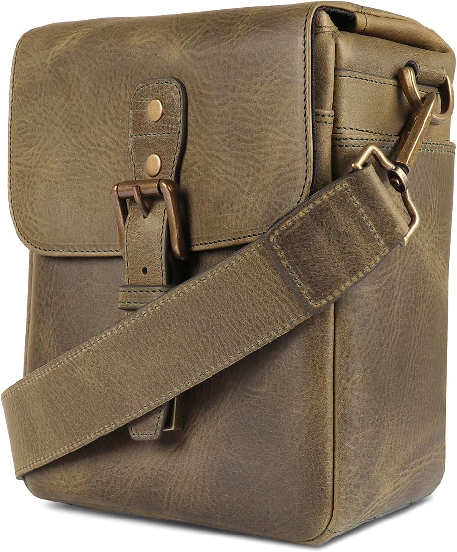 MegaGear Torres Mini Genuine Leather Camera Messenger Bag for Mirrorless, Instant and DSLR Cameras