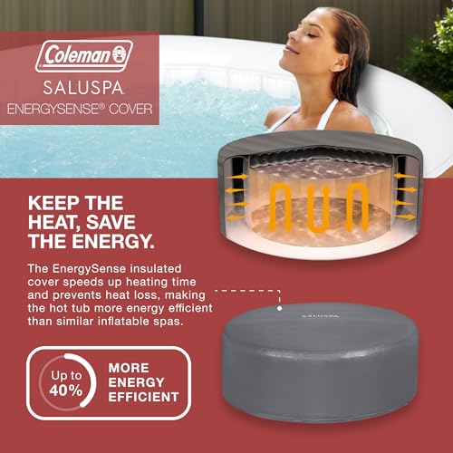 Coleman SaluSpa Miami AirJet 2 to 4 Person Round Inflatable Hot Tub Portable Outdoor Spa with 120 Soothing AirJets and Insulated Cover, Black