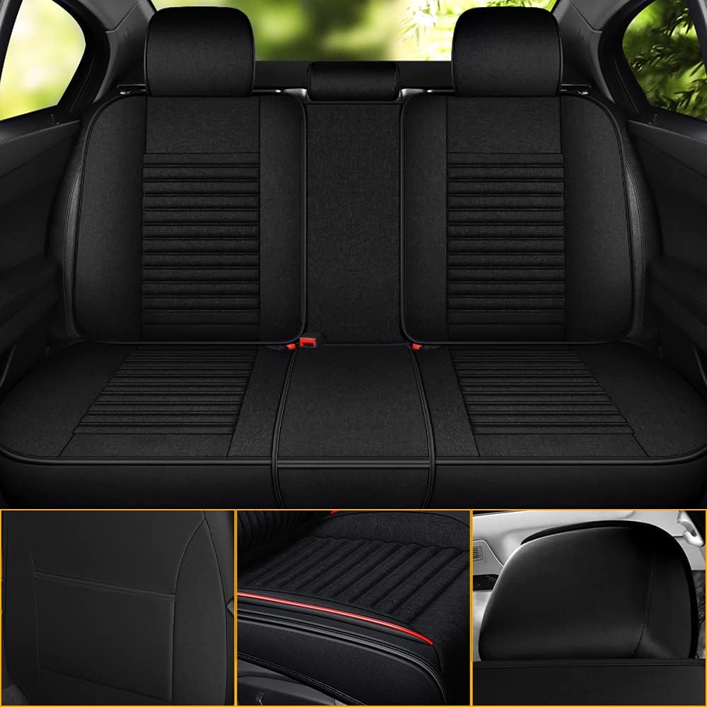 TTX LIGHTING Car Seat Covers Custom Fit for 2018-2021 Nissan-Kicks, Auto Full Set Seat Cushion Linen Compatible with Airbag（Red&Black）