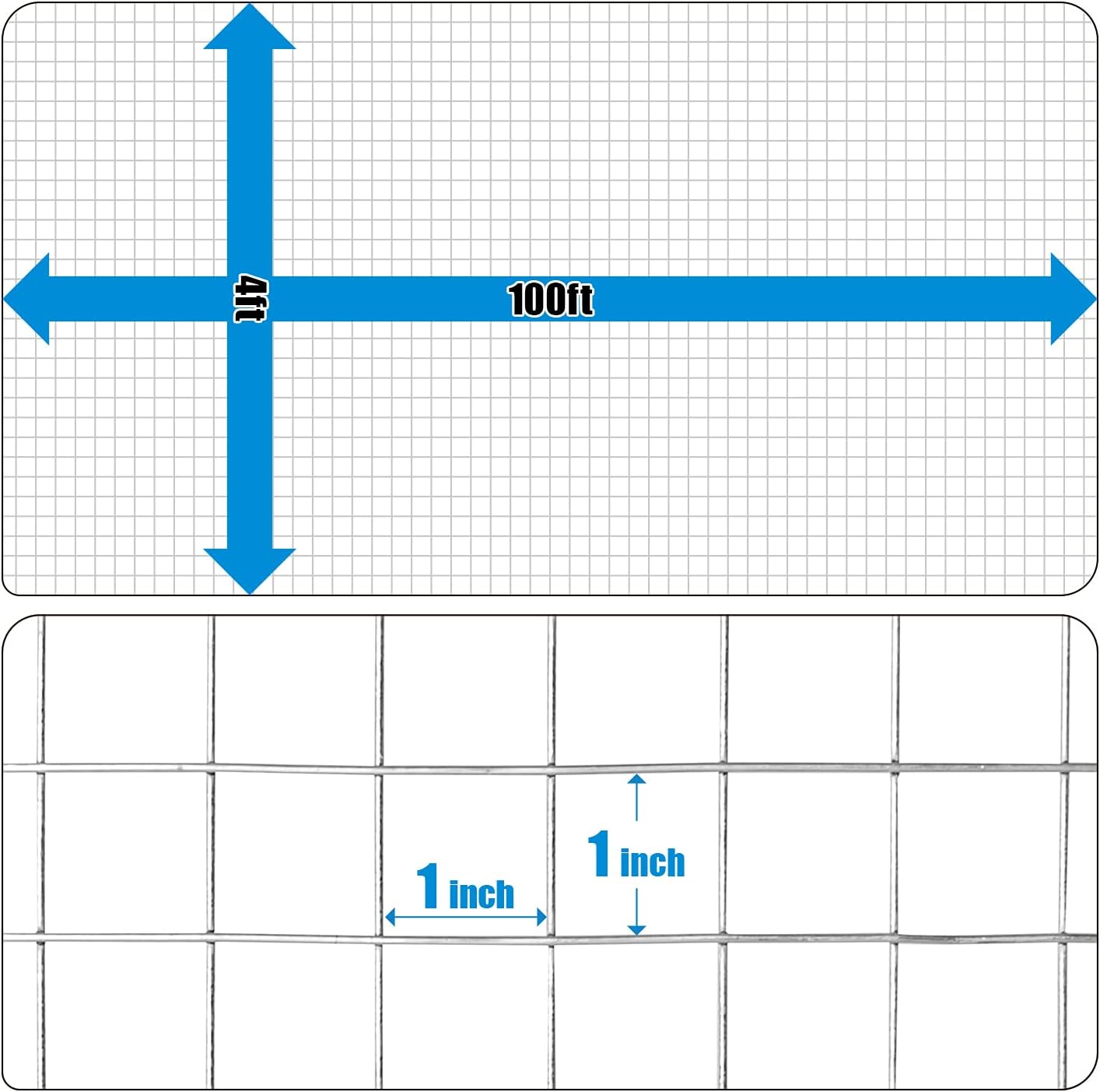 Fencer Wire 16 Gauge Hot-Dipped Galvanized Welded Wire Fence with 1 inch x 1 inch mesh size (4 ft. x 100 ft.)
